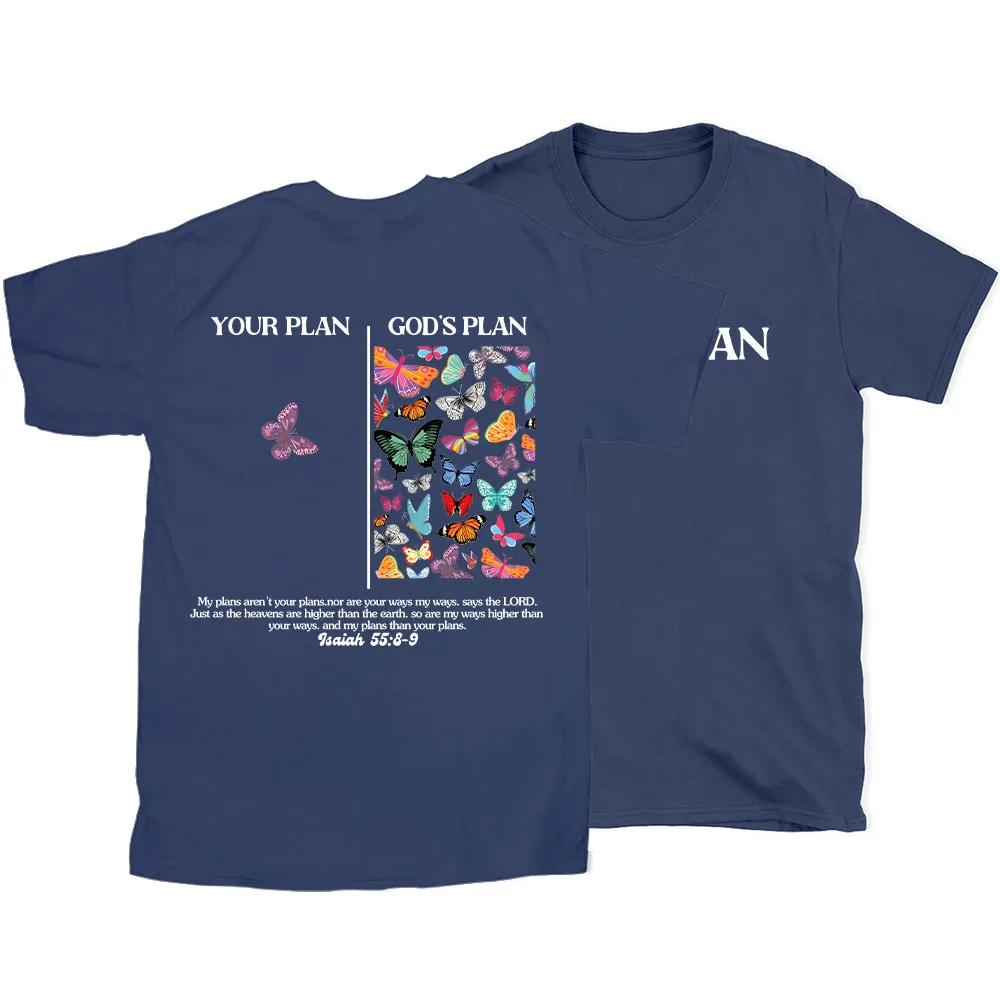 Summer 2026 New Your Plan and Gods Plan Christian High Quality Casual Breathable Unisexs and Womens Roundneck Tshirt
