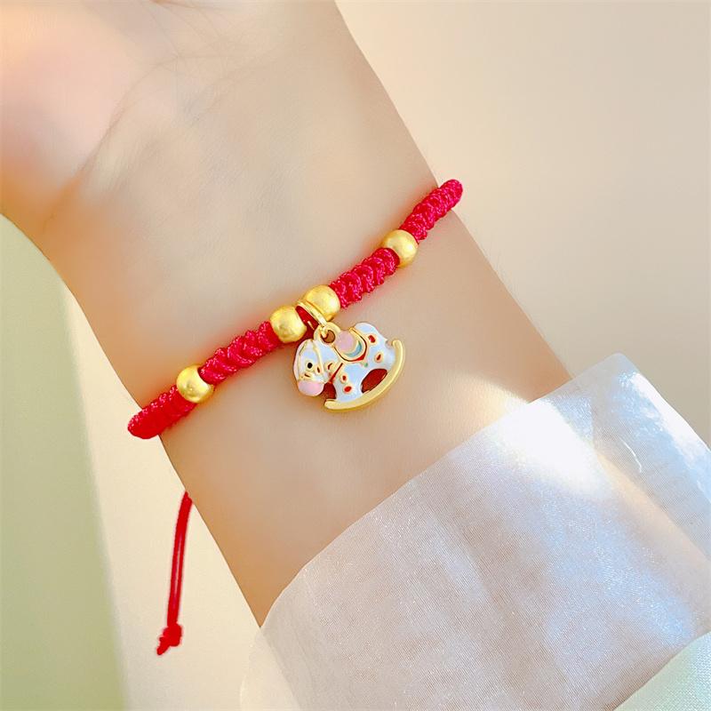 Cute Cartoon Zodiac Horse Pendant Bracelets for Women Men 2026 Lucky Red Rope Handmade Braided Bracelets Friendship Jewelry Gift
