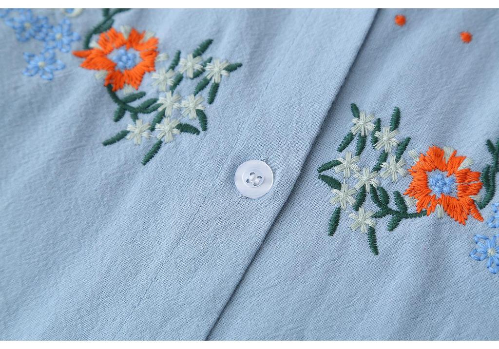 2026 Spring Retro Plus Size Cotton Embroidered Long Sleeve Cardigan for Women - Slimming 200 Jin Top for Plus Size 