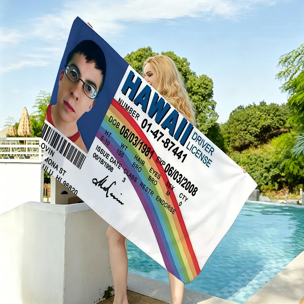 Fashion print McLovin ID Towel Drying Bath Towel Applicable To Light Swimming Camping Yoga Beach Out