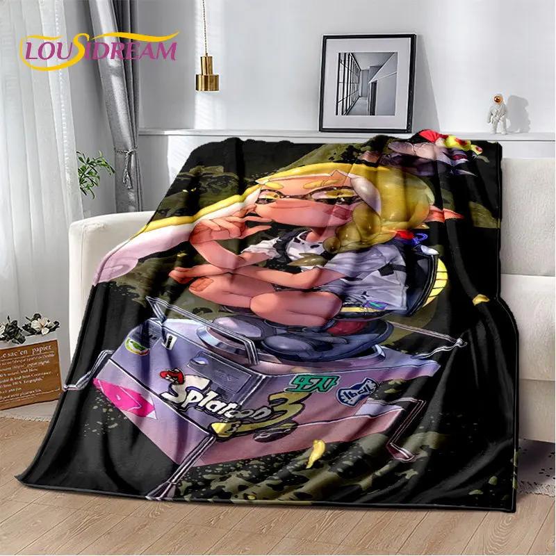 Games S-Splatoon Cartoon Soft Plush Blanket,Flannel Blanket Children Throw Blanket for Living Room Bedroom Bed Sofa Picnic Cover
