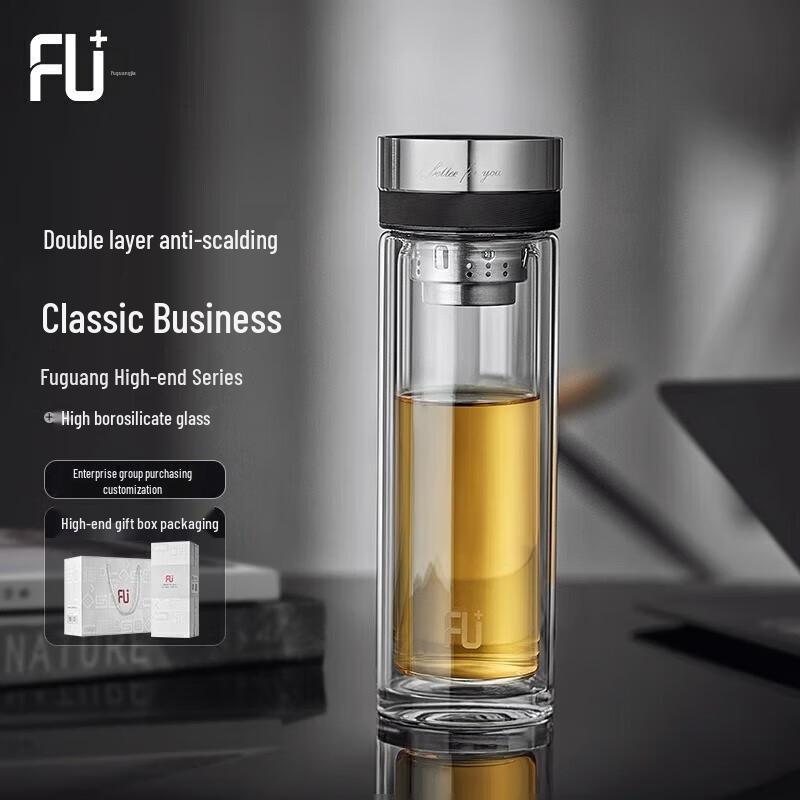 FUGUANG FU+ Silver Ion Double-Layer Tea Separation Glass Cup