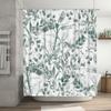 Grüne Blätter Duschvorhang Badezimmerdeko Wasserdichter Stoff Blumenmuster Badematten-Set Elegantes Design Heimtextil Handtuch Hangi