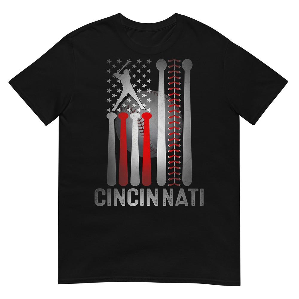 

Retro Cincinnati American Flag Distressed Baseball Fans T-Shirt 4XL