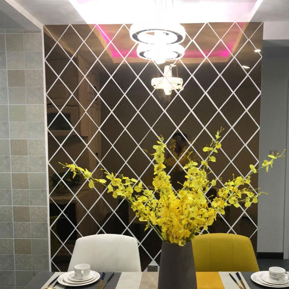 Autocolante de perete autoadezive de artă DIY Autocolante Oglindă detașabilă 3D Diamante Triunghiuri Autocolante acrilice pentru oglindă de perete Decor