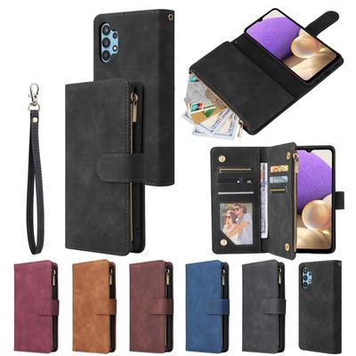 Винтажная подставка Flip Гибридный кошелек Проверка Кожаная молния Multi-Cards Чехол Фолио Чехол для iPhone Samsung Xiaomi Redmi Huawei