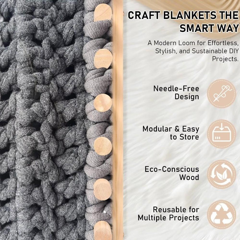 Adjustable Chunky Blanket Loom Kit Handmade Craft with Installation Tools Wooden Knitting Loom Multi-Size Hand Knitting Tool