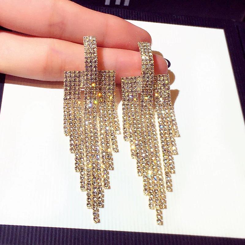 Elegant Tassel Long Earrings: European & American Fashion, High-End Prom & Evening Goddess Style.