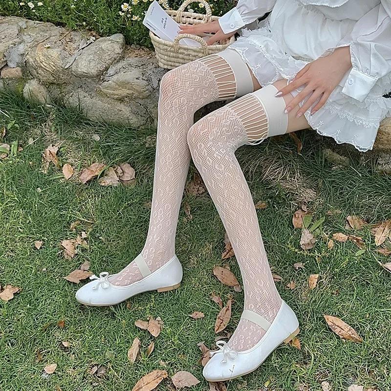 Leopard Print Women Stockings Sexy Lace Mesh Fishnet Stockings Thigh High Socks JK Lolita Knee High Socks Thigh High Stockings
