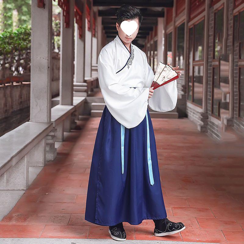 Maturitný Hanfu: Tradičný štýl obleku s prekríženým golierom pre ženy, mužov a páry – Perfektná uniforma pre študentov.