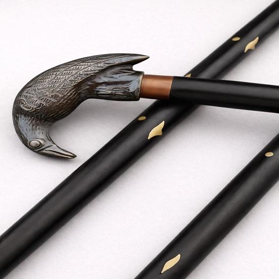 Style Walking Stick with Rosewood Wooden Cane and Raven Bird Brass Handle