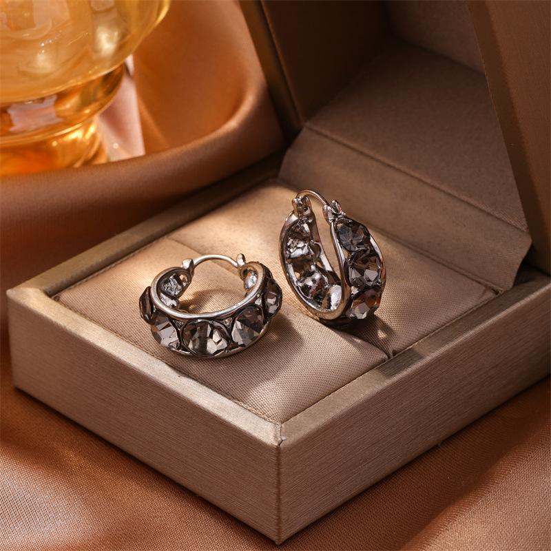 

2025 New Hollow Geometric Inlaid Zircon Pendant Earrings, Women s Fashion Trend Holiday Party Zircon Gifts