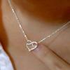 Huitan  Color/Gold Color Classic Simple Design Heart Pendant Necklaces for Women Wedding Party Anniversary Accessories