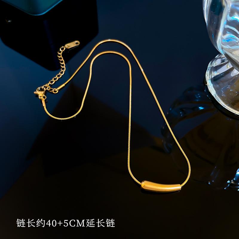 Titanium Steel Versatile Eggplant Exquisite Furnace Real Gold Necklace Female Collarbone Chain With Jewelry
