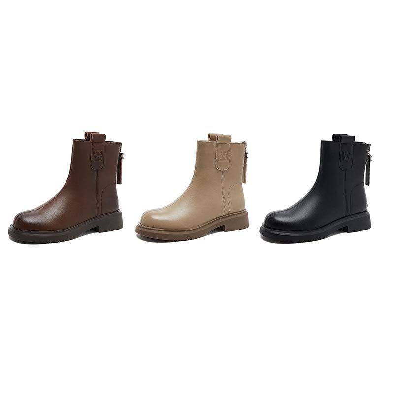 Real Leather Martin Boots, Women's British Retro Chelsea Boots, Fashionable and Versatile Short Boots, High Rise Knight Boots Inside