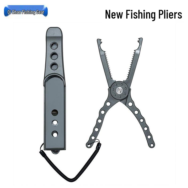 Multi-functional Fishing Pliers and Fish Gripper for Big Fish - Outdoor Lure Control Clamp серый