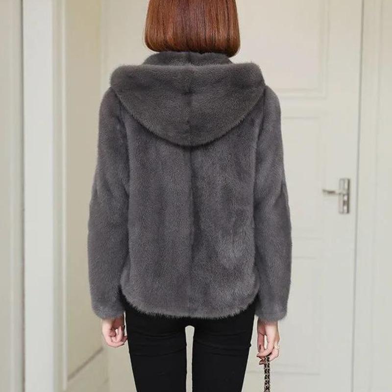 Fleece Thickened Hooded Fleece Sweater Cardigan Women's New Autumn and Winter Loose Imitation Lamb Plush Coat