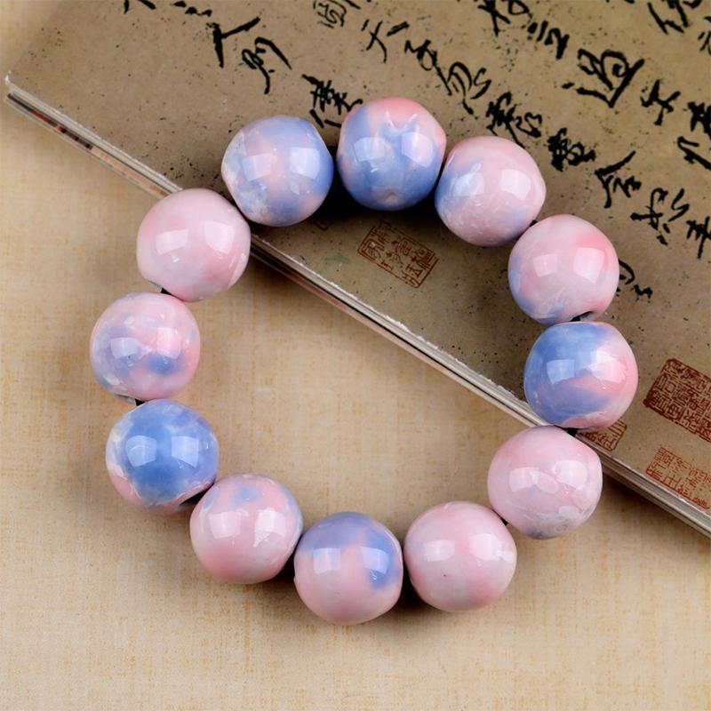 Vintage Porzellan Keramik Perlen Strang Armband für Frauen Klassischer Eleganter Schmuck für Hochzeiten Tägliche Accessoires