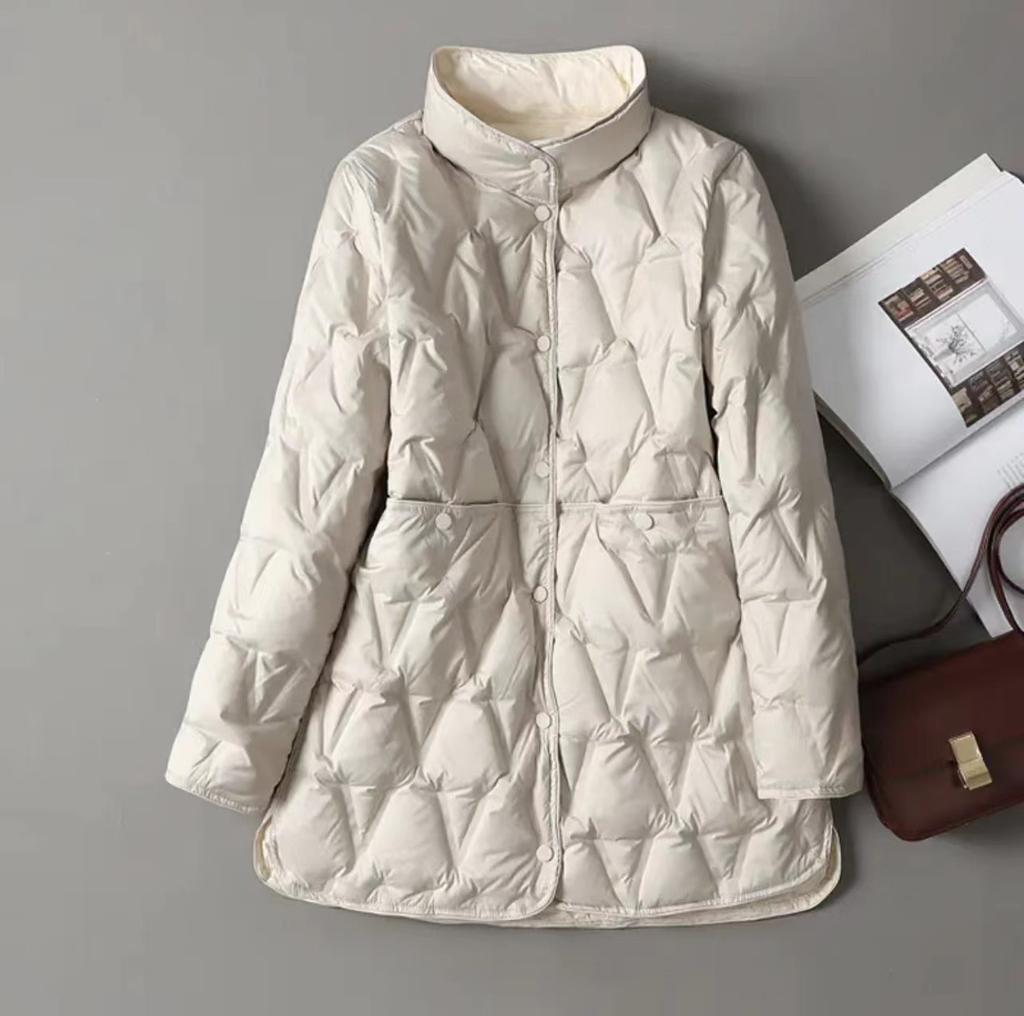 Autumn and Winter Lightweight Down Jacket Women's Mid-length Large Size Double-sided Thin Jacket