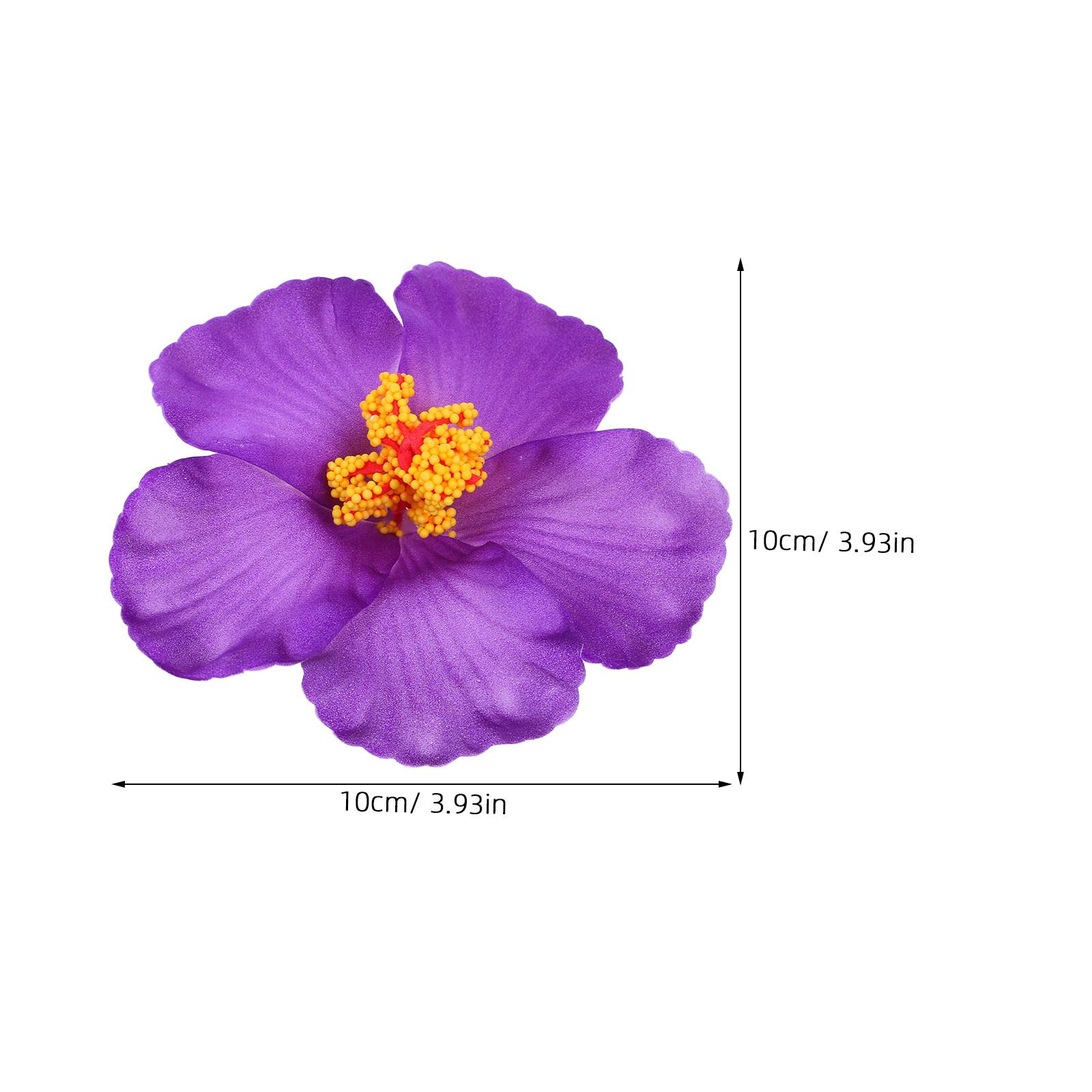 

10Pcs Faux Hibiscus Flowers Bright Fade-Resistant Hawaiian Decoration for Summer Party Wedding Tropical DIY Flower Crafts фиолетовый