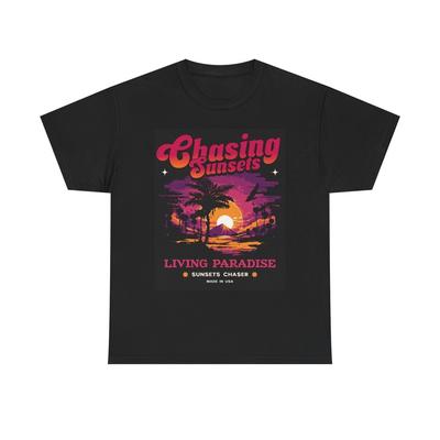Sonnenuntergänge jagen Grafik T-Shirt Sommer Surfen Unisex Schweres Baumwoll-Tee