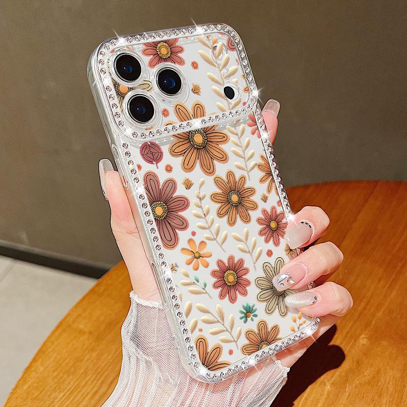 

Bling Diamond Oil Painting Soft Silicone Case For iPhone 16e 16 15 14 13 17 Pro Max 13 15 Pro 17 Shockproof TPU Phone Cover iPhone 13 Pro Max коричневый