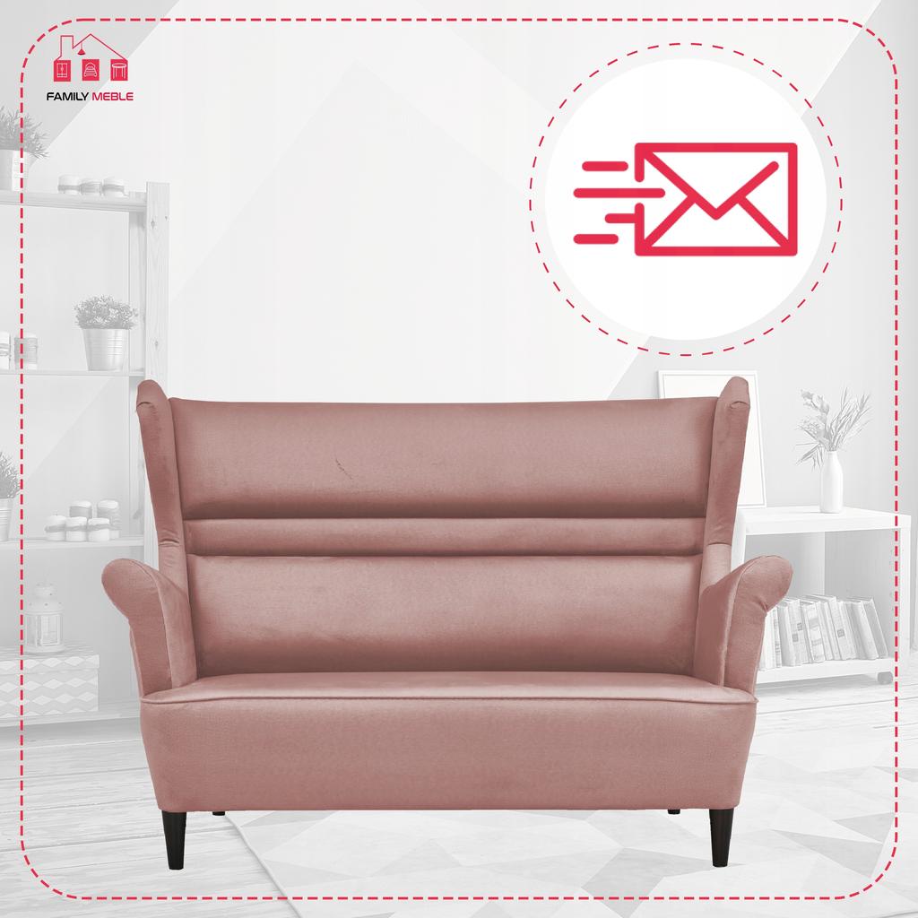 Sofa kanapa uszak Zoja skandynawska nie rozkładana Family Meble liliowa róż