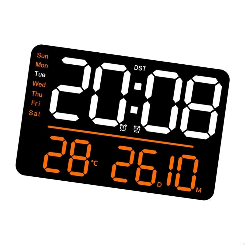62KD Large Digital Clock Wall Clock with Date Week and Temperature Display Bedroom Office Decors