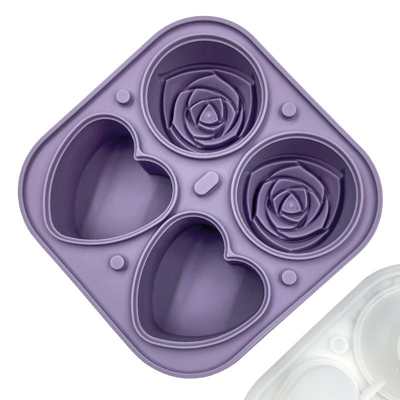 Formă mare de silicon pentru trandafiri și inimă pentru cuburi de gheață pentru whisky