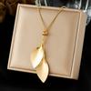 316L Stainless Steel Leaf Pendant Pull Necklace For Women Temperament Vintage Clavicle Chain Jewelry Gifts Wholesale