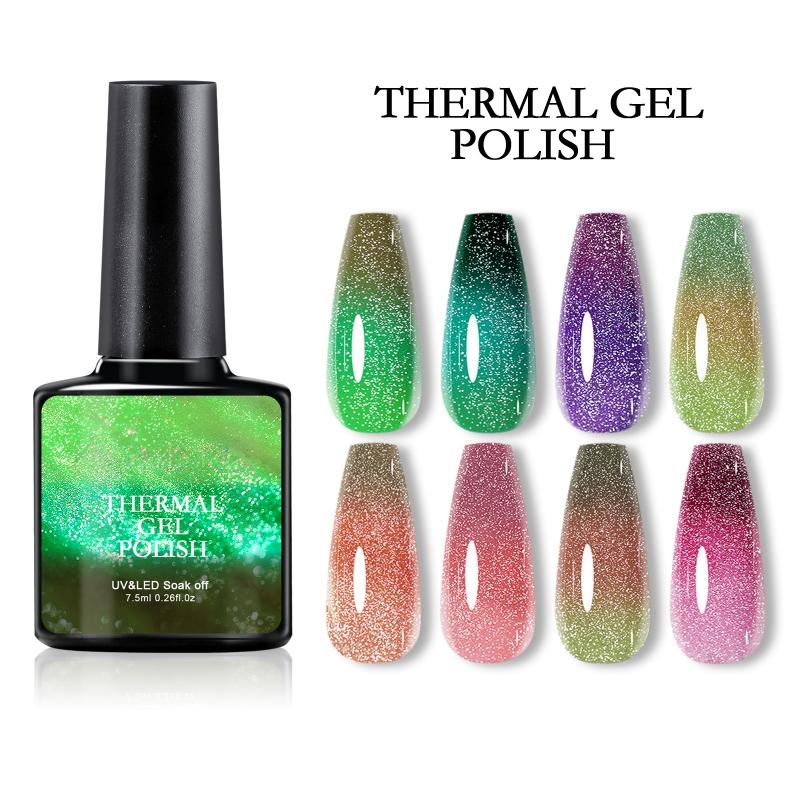 Fargeskiftende gellakk termisk gellakk Fargeendringer med temperatur neglelakk 7,5 ml