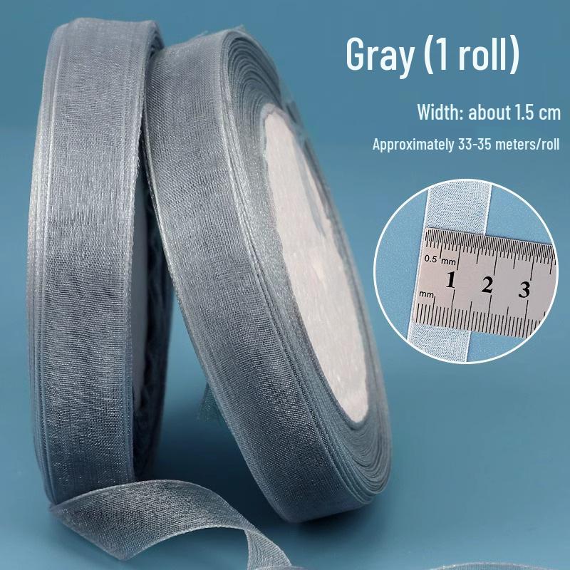 1.5cm Transparent Snow Yarn Ribbon for Gift Wrapping, DIY Crafts, Hair Accessories, and Chiffon Projects.