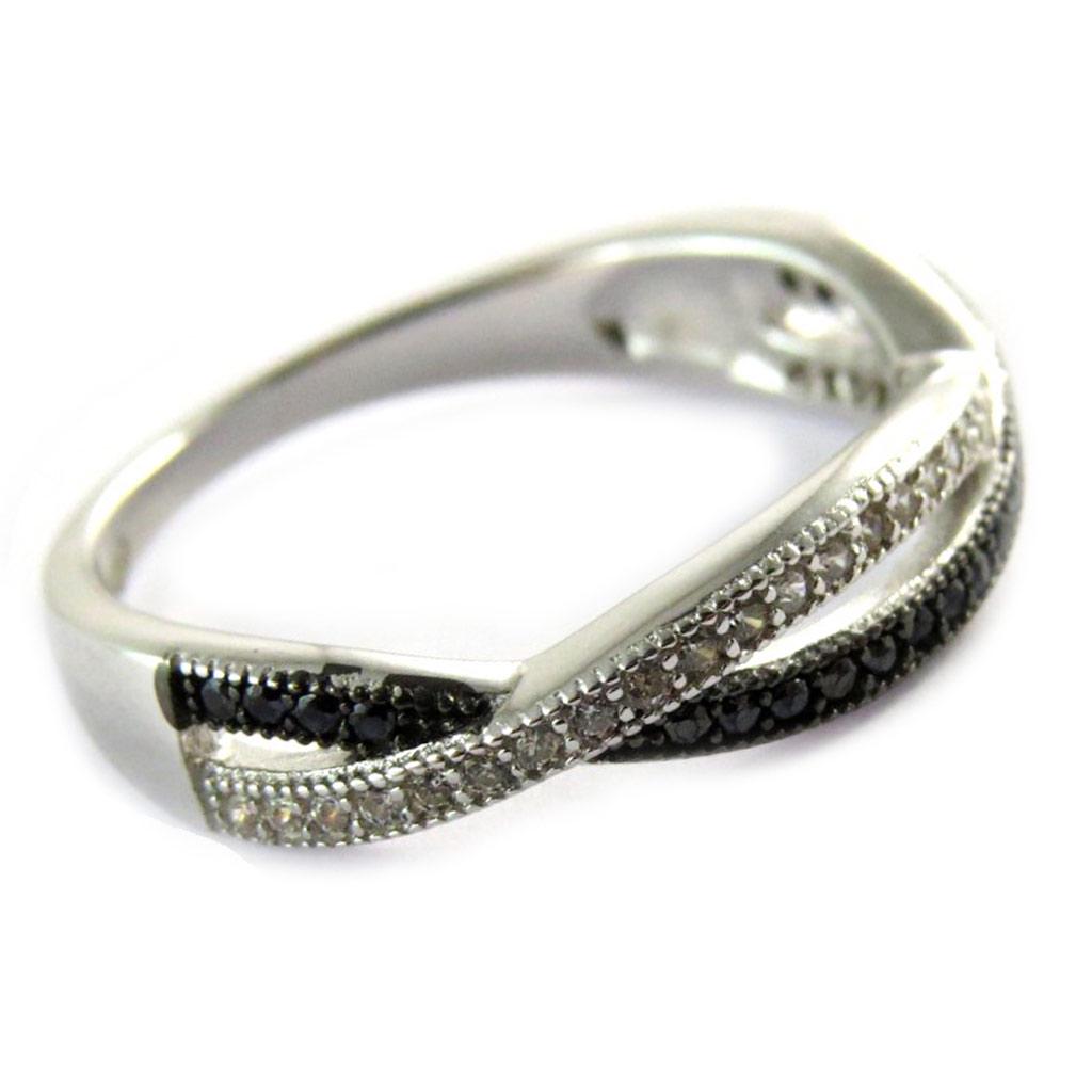Silver Ring 'Sissi' Black White (rhodium) - 5 Mm