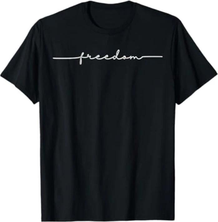 Freedom, Freedom Black Text Minimalist Design T-Shirt1 XXXXL