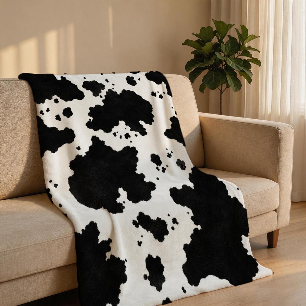 MultiCowPrintTexture Throw Short Plush Throw Blanket Soft Skin-Friendly Multi-Scene Home Office