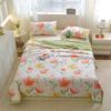 Floral Rainbow Pattern Quilt 100% Cotton Skin-friendly Comfortable Flowers Print Air Conditioning Quilt for Kids Teens Adults