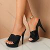 Comemore Summer 13cm Super Thin High Heeled Slippers for Women Elegant Peep Toe Sexy Party Shoes Sandals Ladies Pumps Big Size