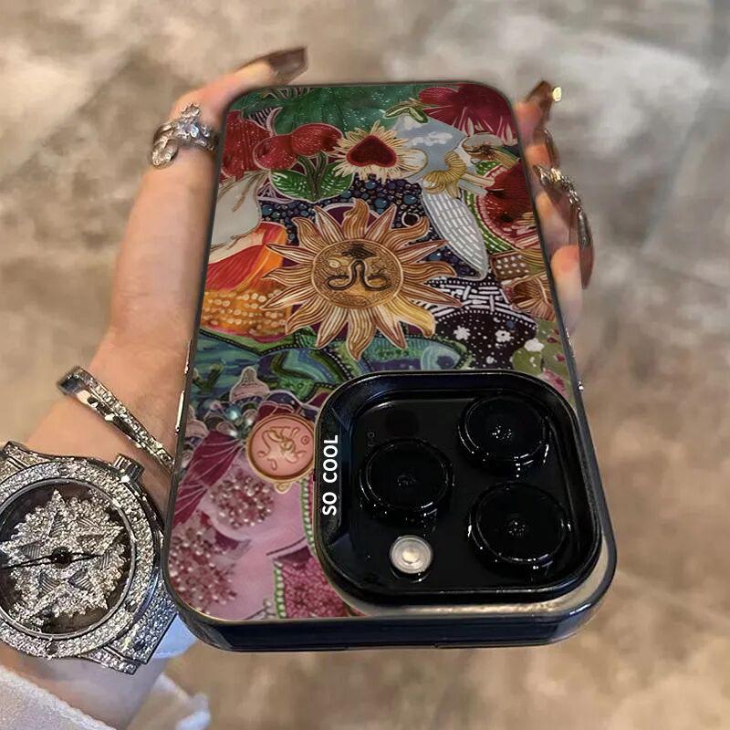 Retro Style Face Sun Stars Electroplate Silver Case For  Redmi Note 14 13 12 11 10 Pro Plus 5G 12S 11 Redmi 14C 13 Cover