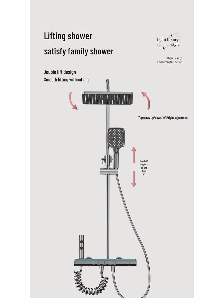 Modern Smart Constant Temperature Shower Faucet Set - Complete Pressurized Shower System for Household Use.