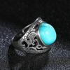 Retro Natural Turquoise Rings Silver S Ring for Women Men Party Engagement Gift Luxury Fine  Ring