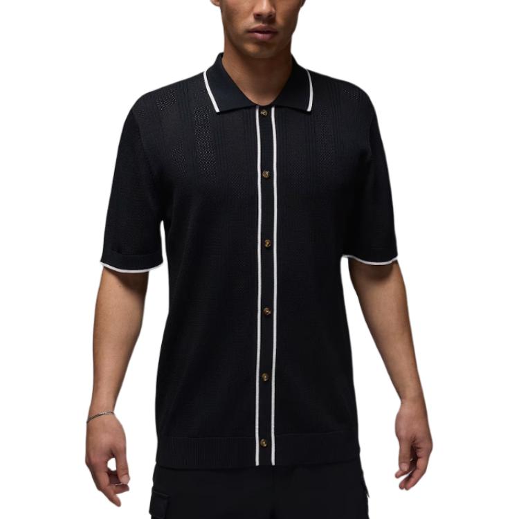 

Nike Логотип Однопуговичный Трикотажный Топ с Коротким Рукавом Мужские топы Черный HV1157-010 XS