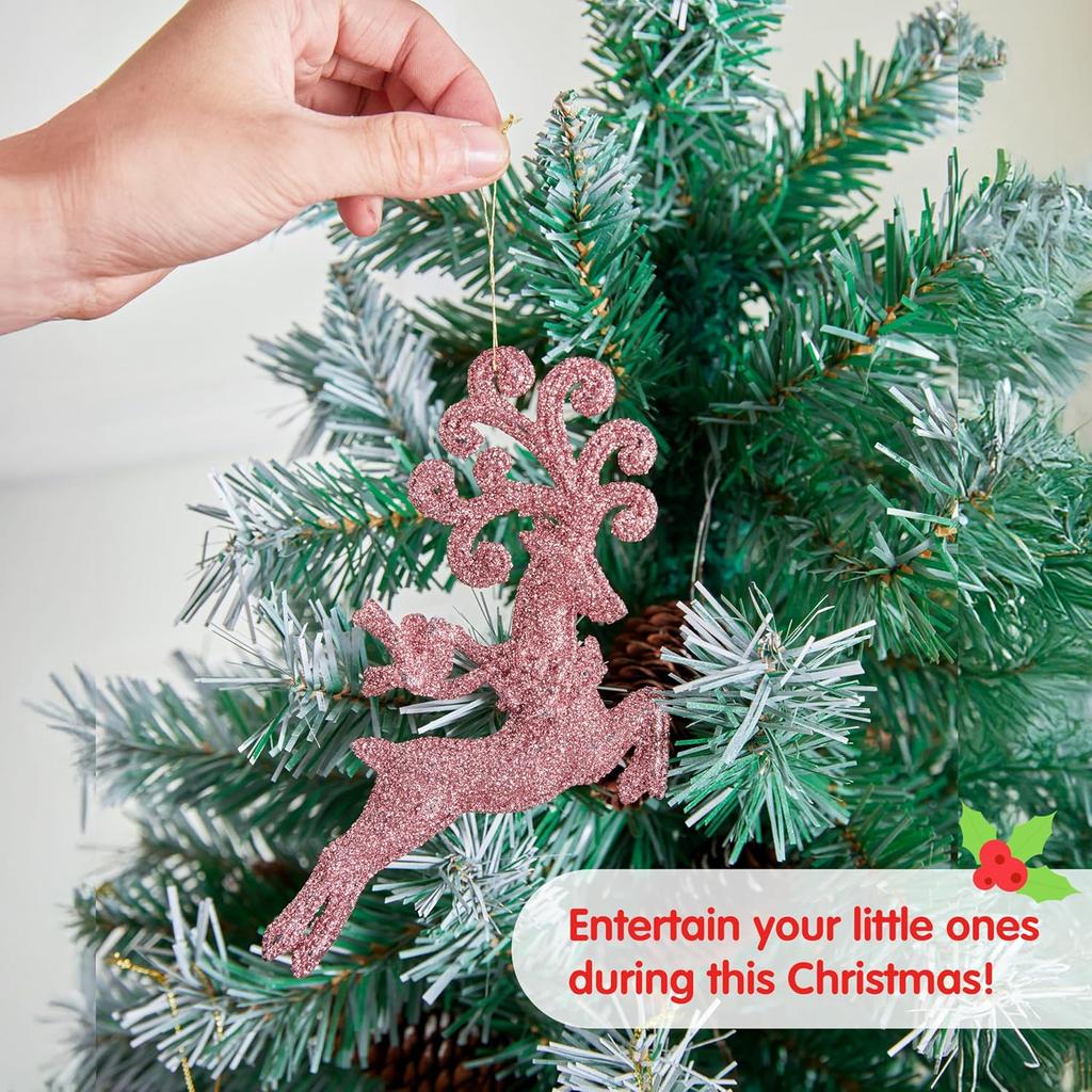 Joyfy 66 Pcs Christmas Balls Ornaments Set Pink Shatterproof Plastic Christmas Tree Ornaments for Xmas Hanging Decoration