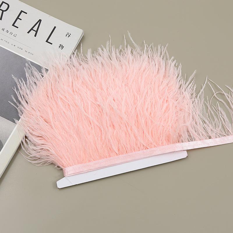 Color 8-10 Cm Ostrich Hair Cloth Edge Clothing Cuffs Hem Ostrich Feather Strips Cloth With Accessories Lace