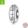 Bright Star And Moon Silicone Positioning Bracelet Beads, Dream Romantic S925 Sterling Silver Diy Beads