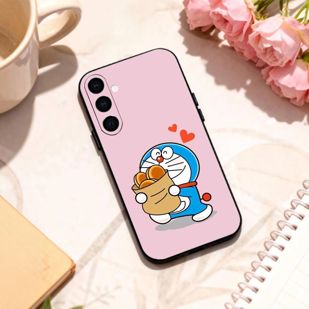 Cute Fat D-Doraemon Blue white   phone Case For Samsung Galaxy A73,A72,A71,A70,A53,A52,A51,Others Soft Black Shell