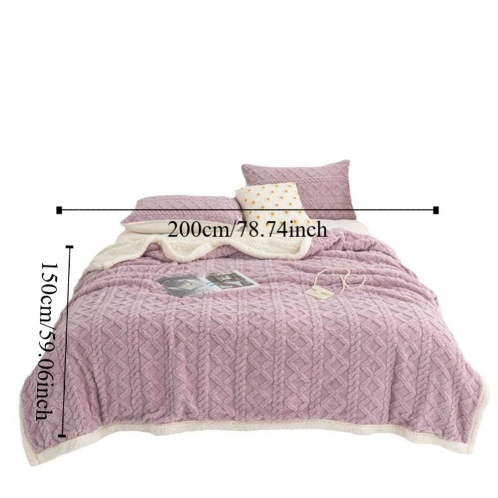 Jacquard Design Coral Velvet Blanket Thicked Office Nap Blanket Rhombus Flannel Blanket  Home
