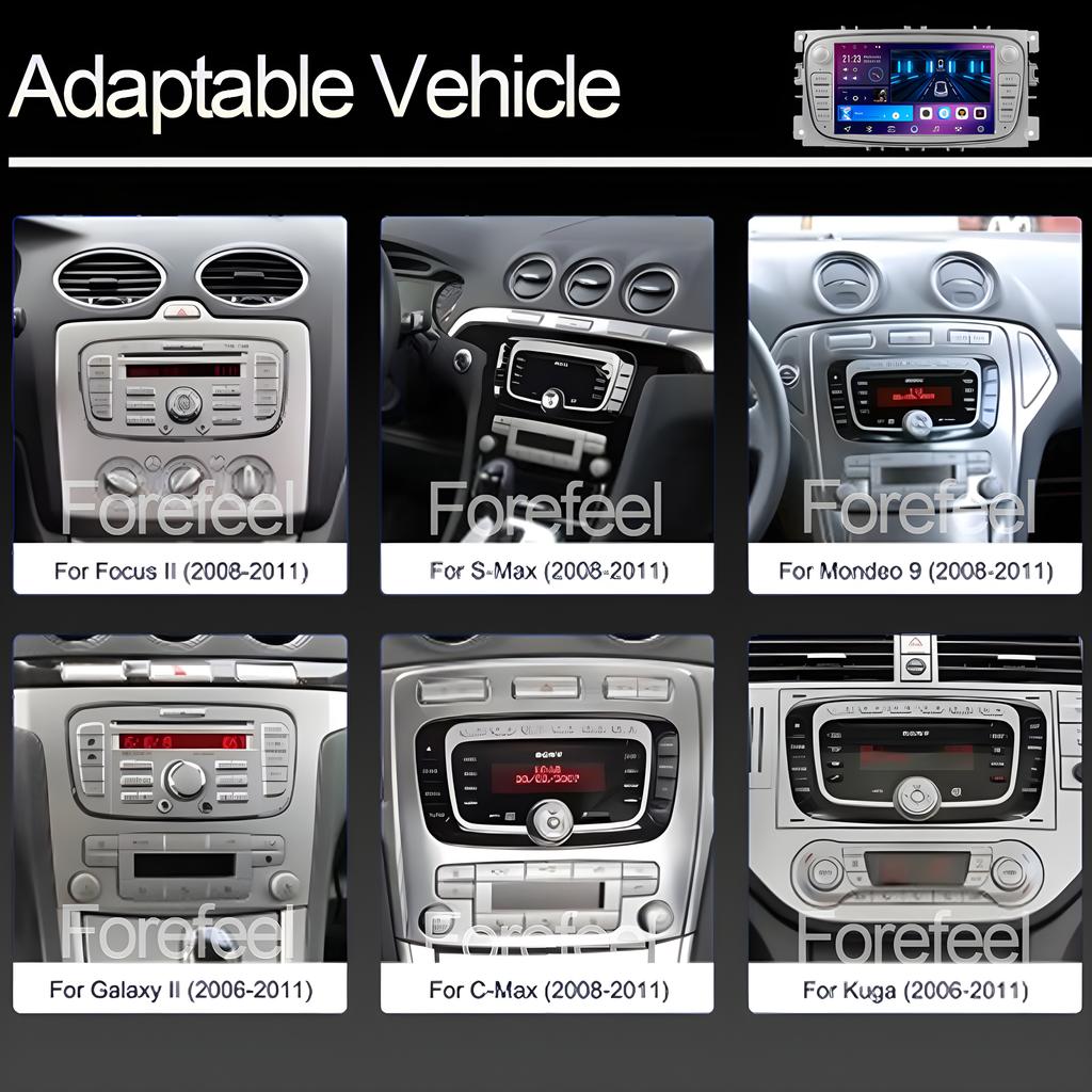 2 din Autoradio Car Multimedia Video Radio Player For Ford Focus Mondeo C-MAX S-MAX Galaxy II Kuga 3 Android Wifi GPS Navigation