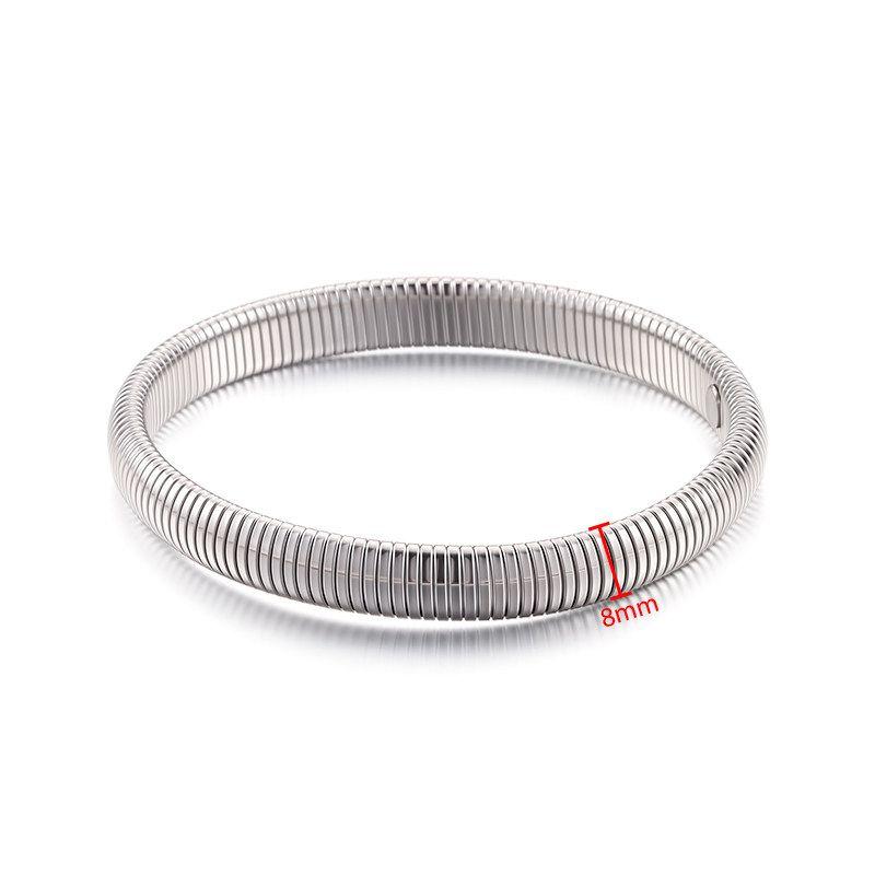 

American Multi-Layered Elastic Snake Bone Bracelet, Light Luxury, Niche, High-End, Retro, Exaggerated, Stackable, Titanium Steel, Non-Fading Bracelet Elastic Bracelet Width 8mm
