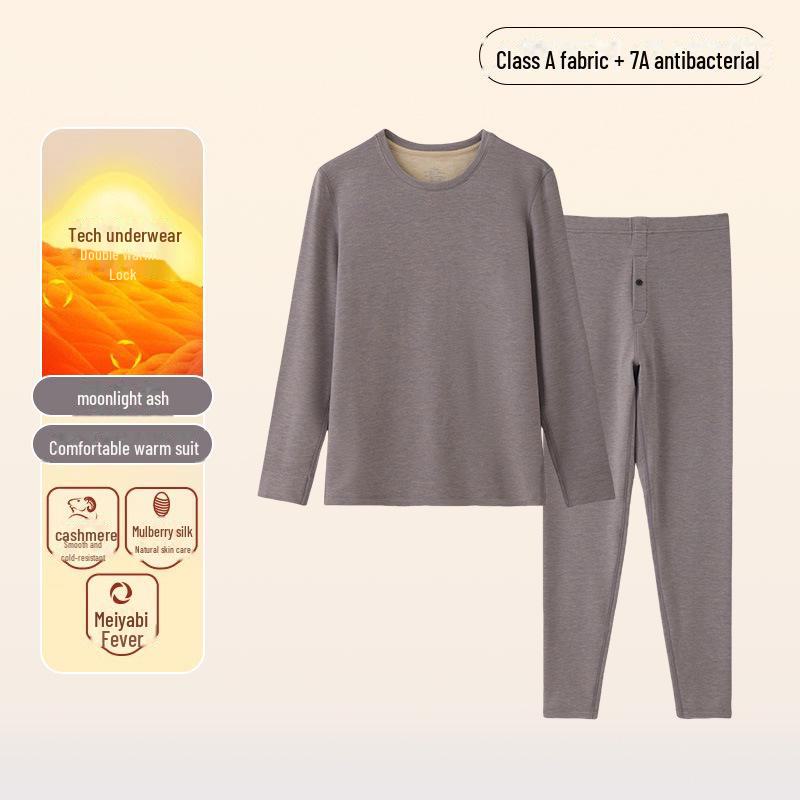 7A Antibacterial Men's Plush Cashmere Silk Thermal Underwear Suit - Autumn Collection
