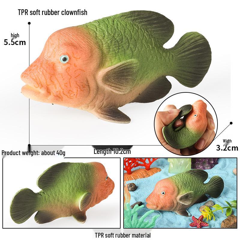 Kids' Marine Animal Model Stress Relief Toy Set: Pufferfish, Octopus, Crab, Shark, Dunkleosteus